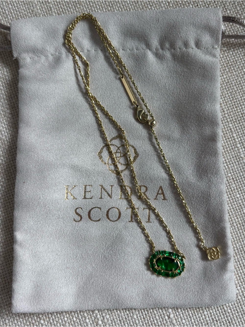 Kendra Scott Gold Elisa Crystal Green Necklace